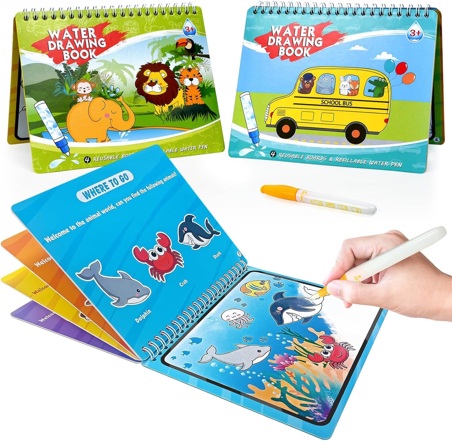 MAGIC WATER COLOURING BOOK (SET OF 6 PCS)