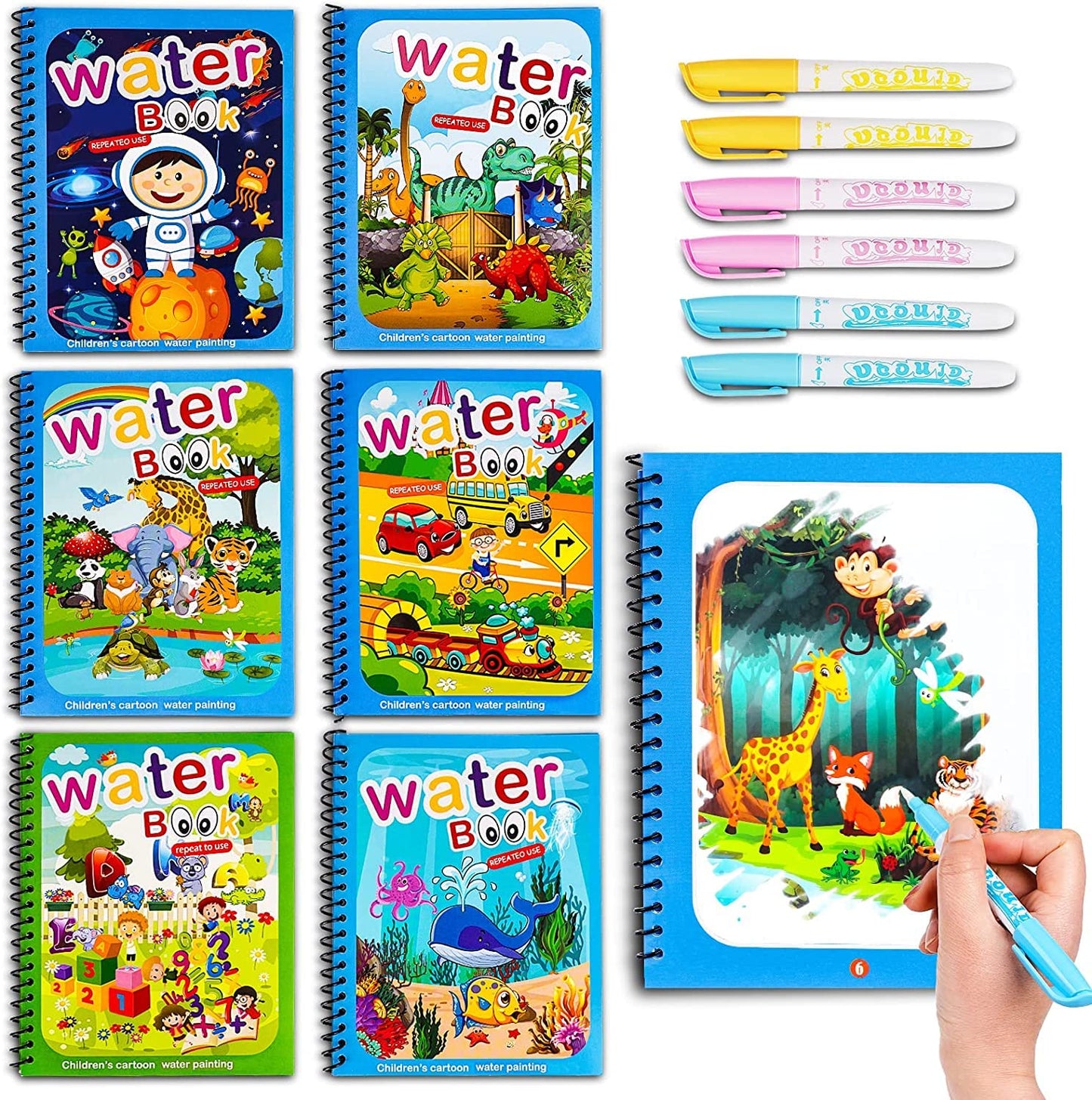 MAGIC WATER COLOURING BOOK (SET OF 6 PCS)