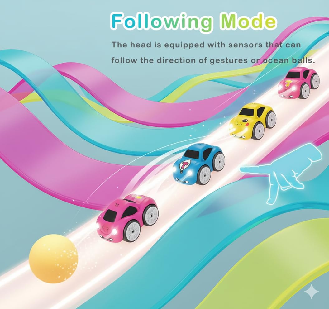 Magic Induction RC Cartoon Car | Mini RC Intelligent Sensor Stunt | Smart Modes: Follow Object, Chase, and Follow Track