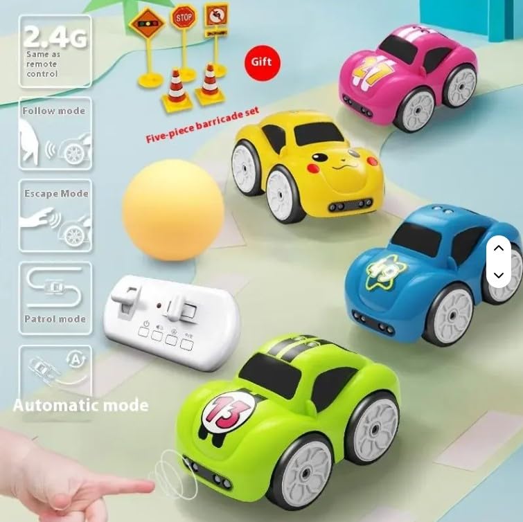 Magic Induction RC Cartoon Car | Mini RC Intelligent Sensor Stunt | Smart Modes: Follow Object, Chase, and Follow Track