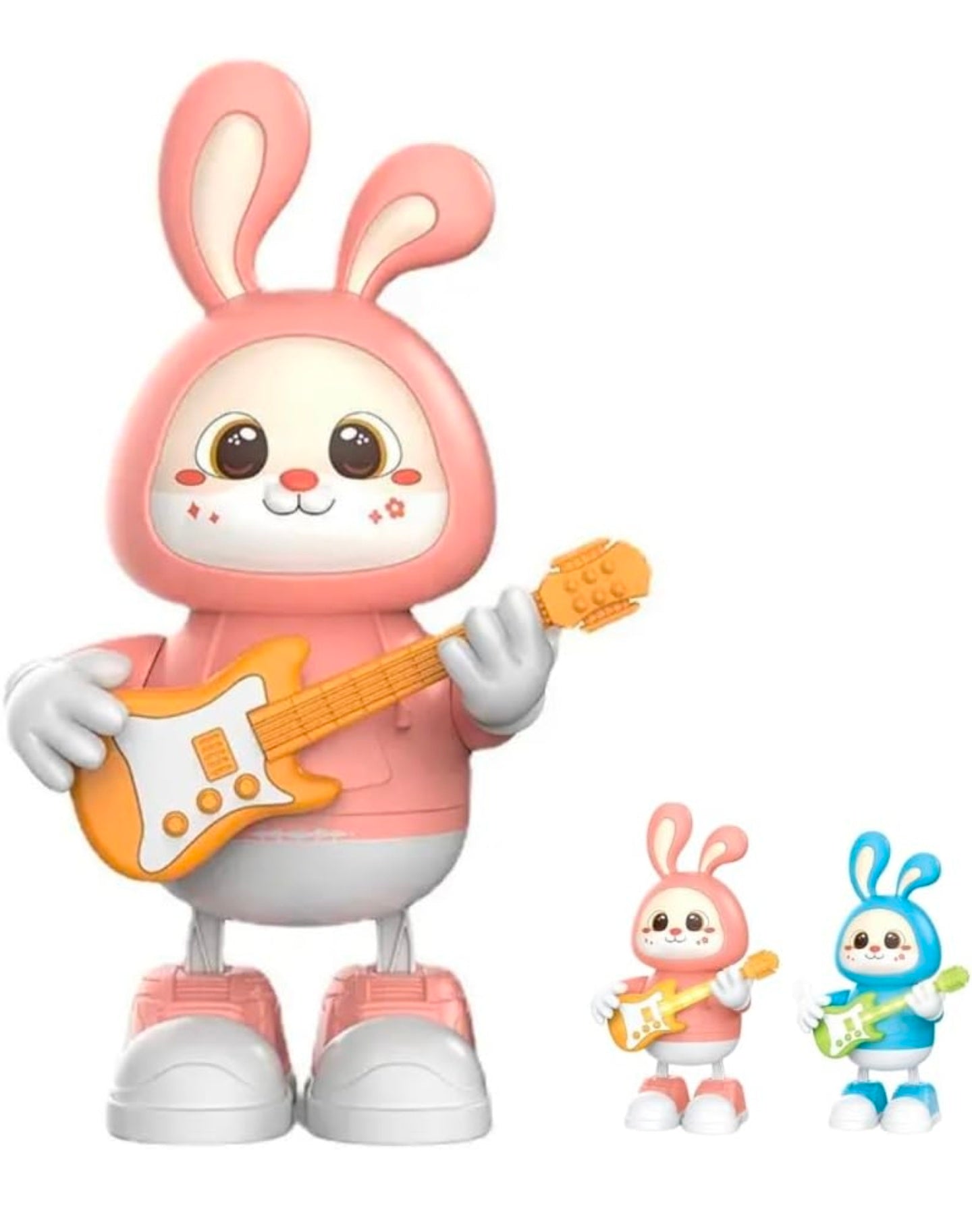 Rabbit Guitarist Toy, Easter Glow Musical Bunny, Electric Rabbit Toys, Sensing Interactive Walking Dancing Toy with Music Sounds & Lights, Easter Gift...
