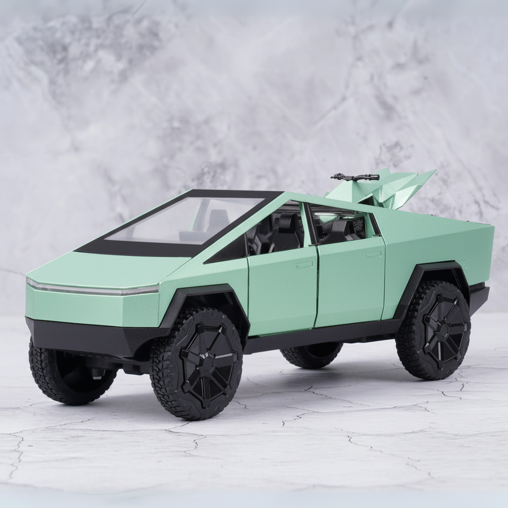 Tesla Cybertruck DC All-Wheel Drive Diecast Scale Model Car - Mint Green Variant