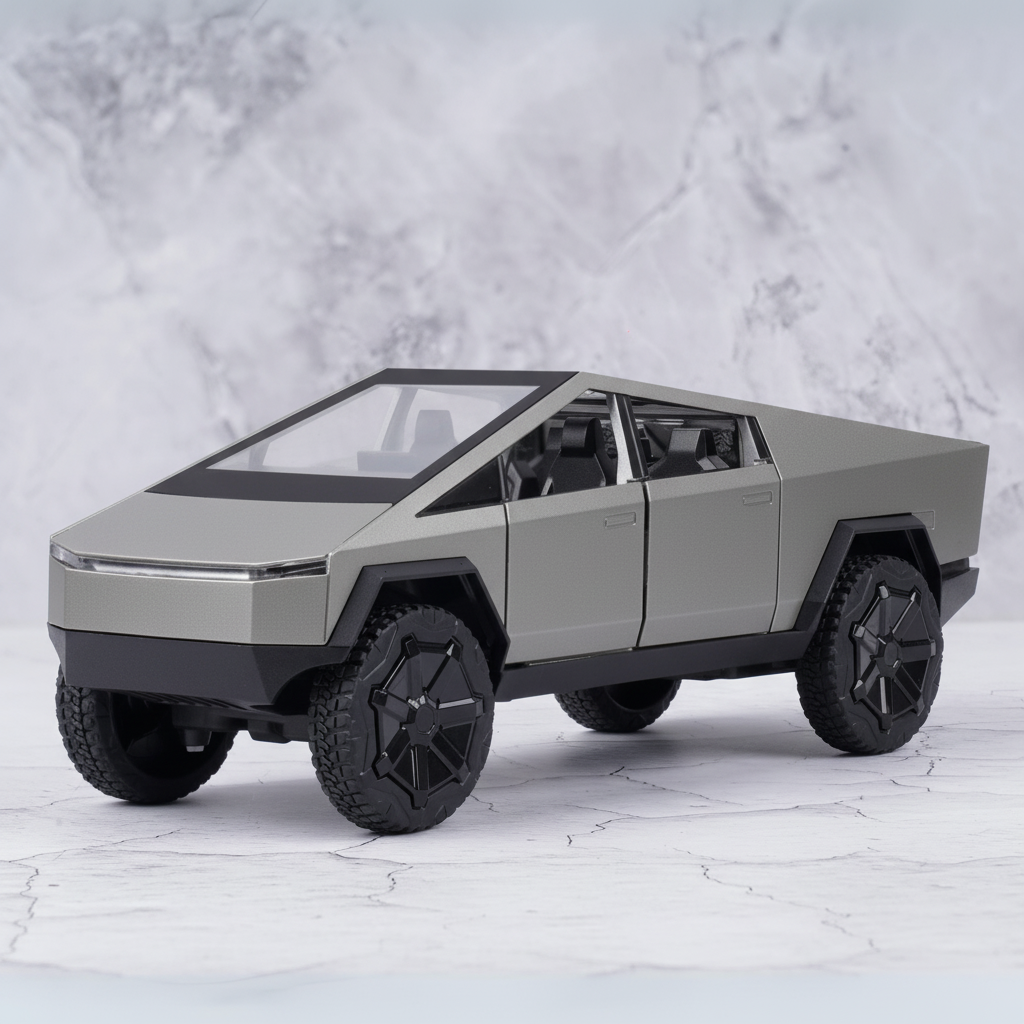 Tesla Cybertruck DC All-Wheel Drive Diecast Scale Model Car - Matte Gunmetal Grey Variant