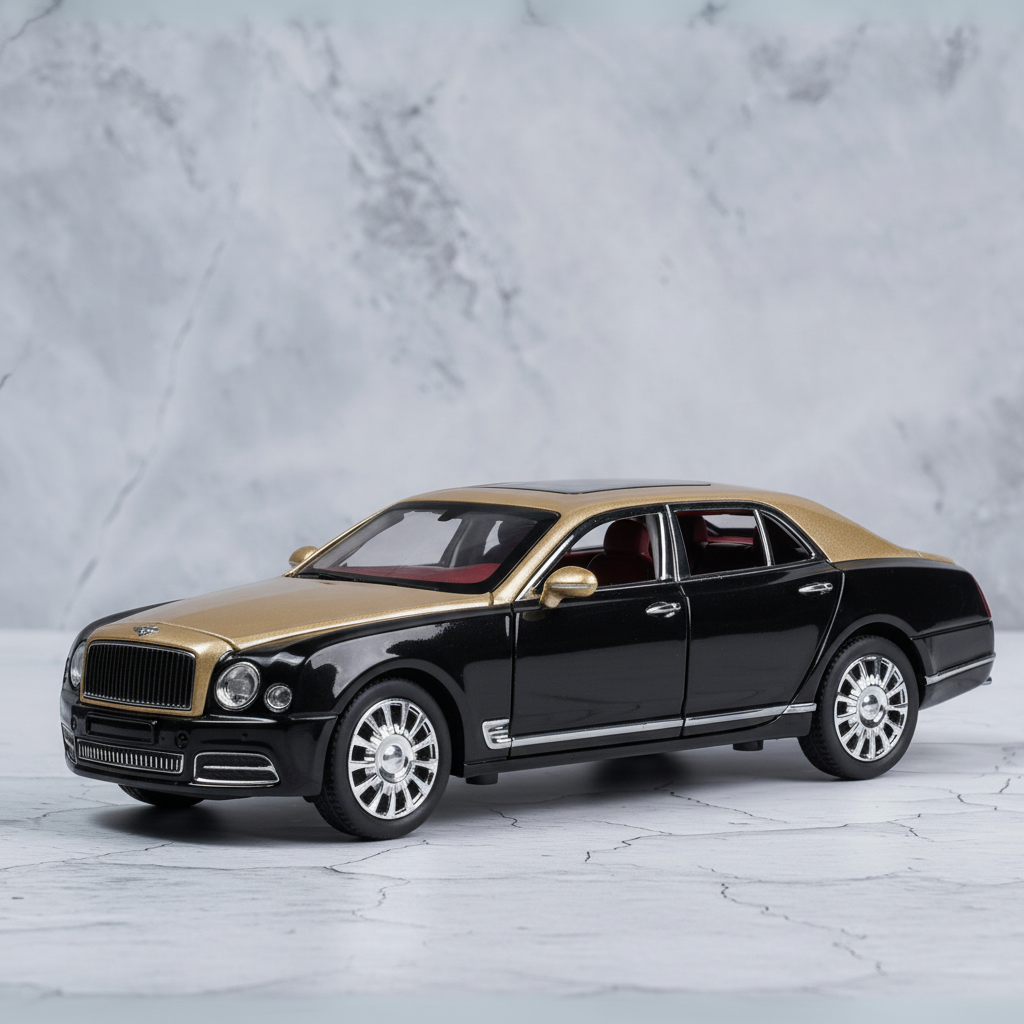 Bentley Mulsanne Diecast Scale Model Car - Champagne Gold & Black Two-Tone Variant