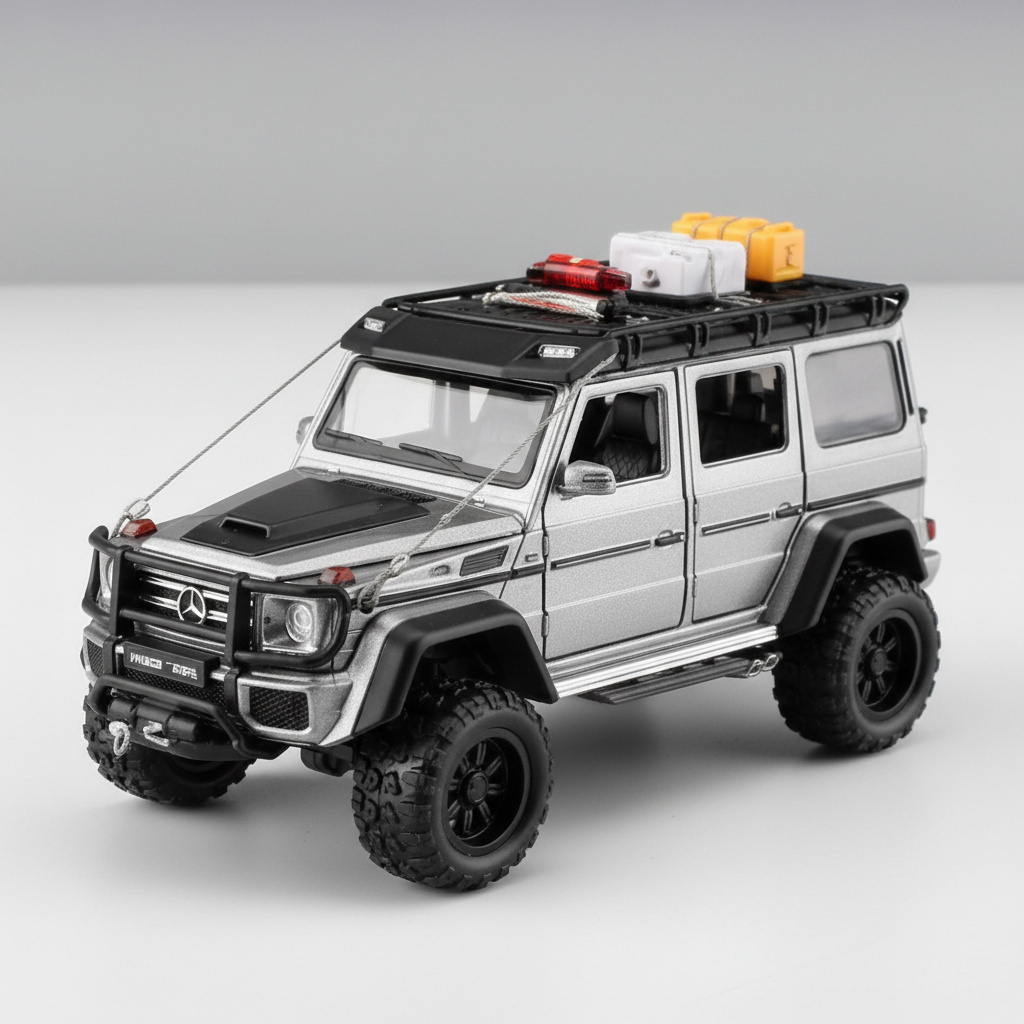 Mercedes-Benz G-Class 4X4 Modified Diecast Scale Model Car - Silver Variant