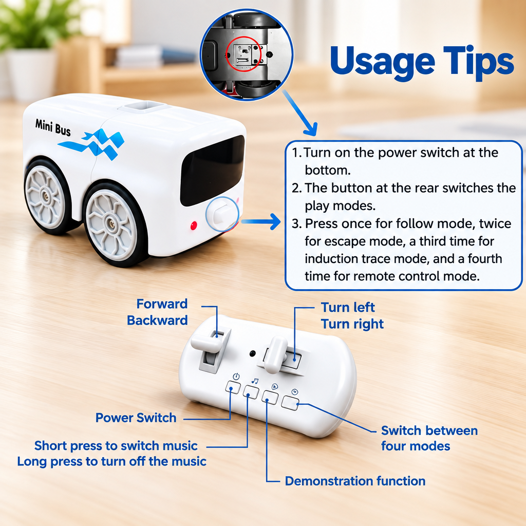 Smart Mini RC Bus – Interactive Remote Control Toy